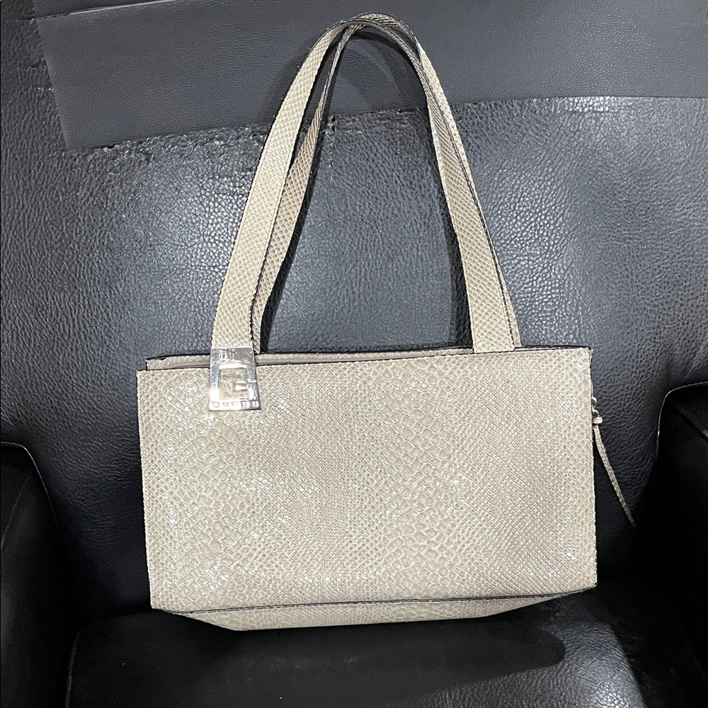 Guess Beige Snake Print Shoulder Bag
